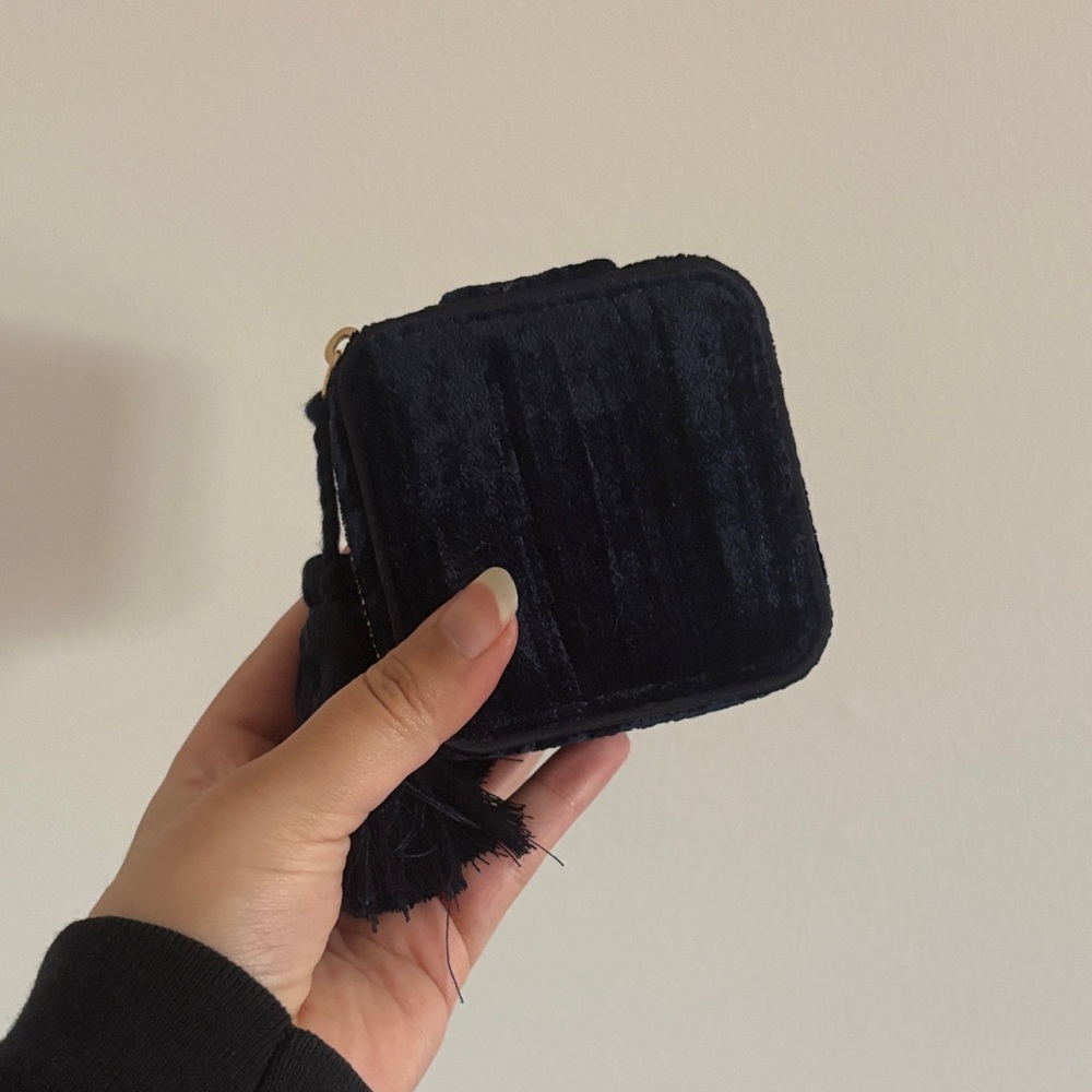Never used sezane mini jewelry box in a velvet navy blue